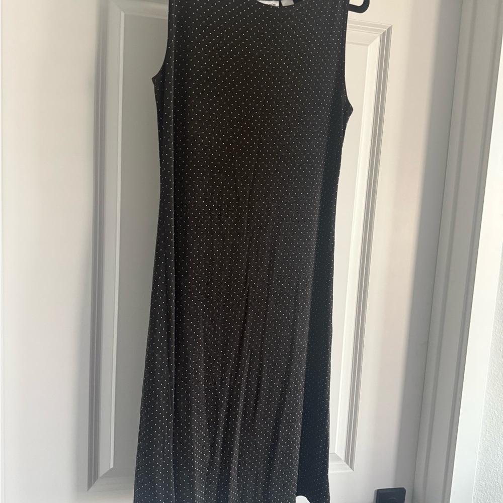 Chico's Travelers Black and White Dotted Midi Dress